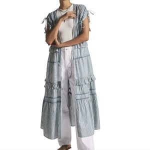 Anthropologie RAHI Blue Striped Kimono Size One Size In EUC